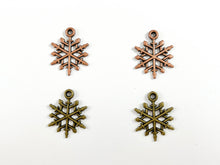 Cargar imagen en el visor de la galería, 17mm Pewter Christmas Snowflake Charm Holiday Charm in Antique Copper and Brass | Bulk Option Available