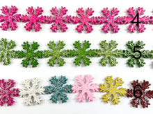 Load image into Gallery viewer, 31mm Bulk Glittery Acrylic Christmas Snowflakes Beads Holiday Decor Beads in Silver/ Gold/ Black/ Hot Pink/ Green/ Multicolor