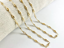 Load image into Gallery viewer, 18K Gold Plated Dainty Skinny Diamond Shape Chain By The Yard for Necklace and Bracelet Making