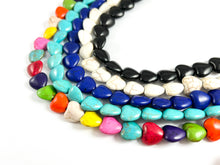 Load image into Gallery viewer, 12mm Valentine's Day Heart Shape Howlite Beads Available in Black, White, Dark Blue, Turquoise and Multicolor Around 15"
