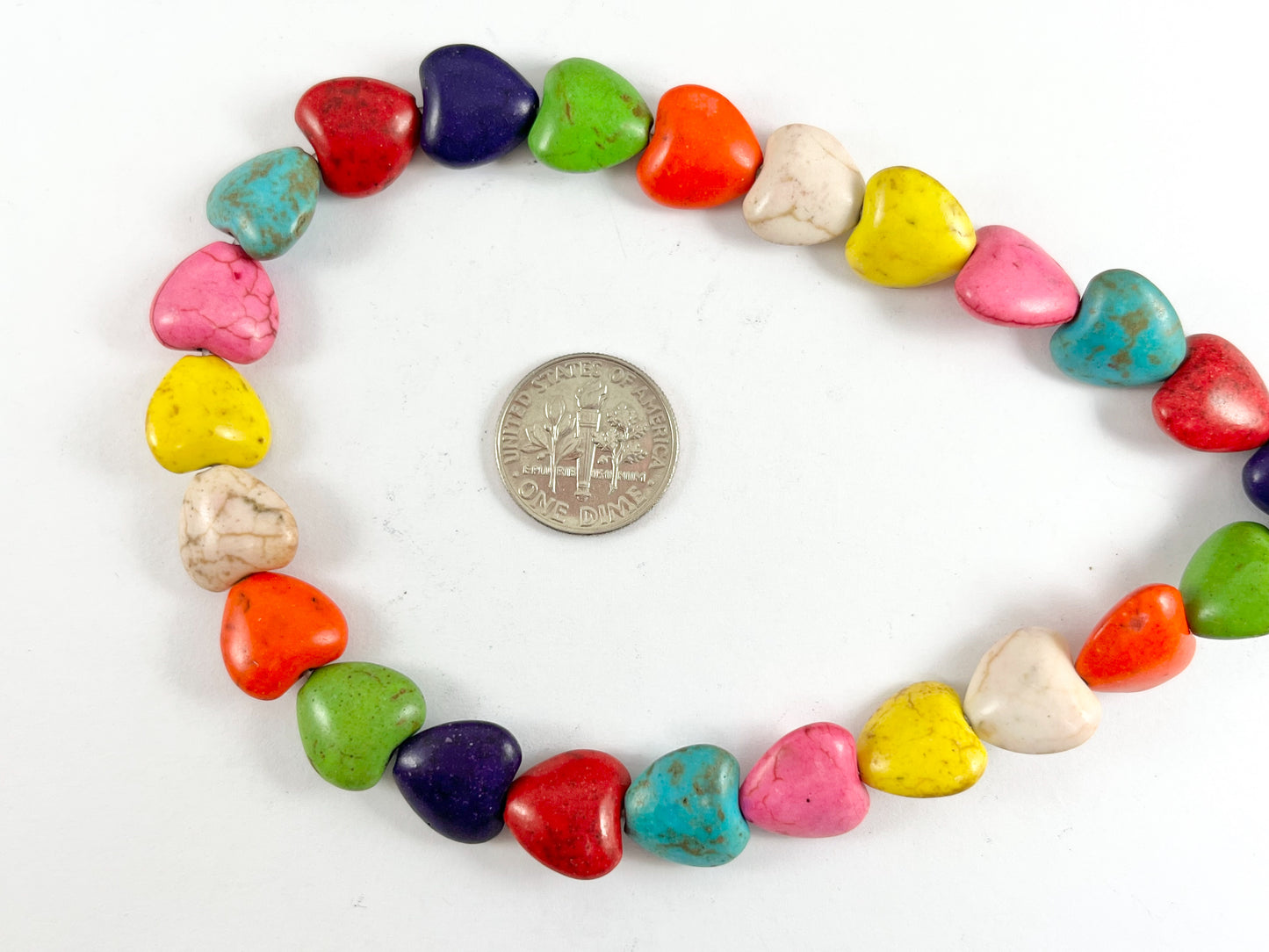 12mm Valentine's Day Heart Shape Howlite Beads Available in Black, White, Dark Blue, Turquoise and Multicolor Around 15"