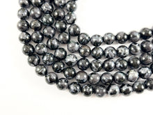 Load image into Gallery viewer, High Quality Indigo Gabbro/ Mystic Merlinite Round Smooth Black Shiny Natural Stone Beads 4mm 6mm 8mm 10mm 12mm