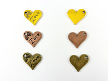 Load image into Gallery viewer, Pewter Heart Pendants Valentine's Day Heart Charms with LOVE Carved in Gold, Copper and Bronze Color