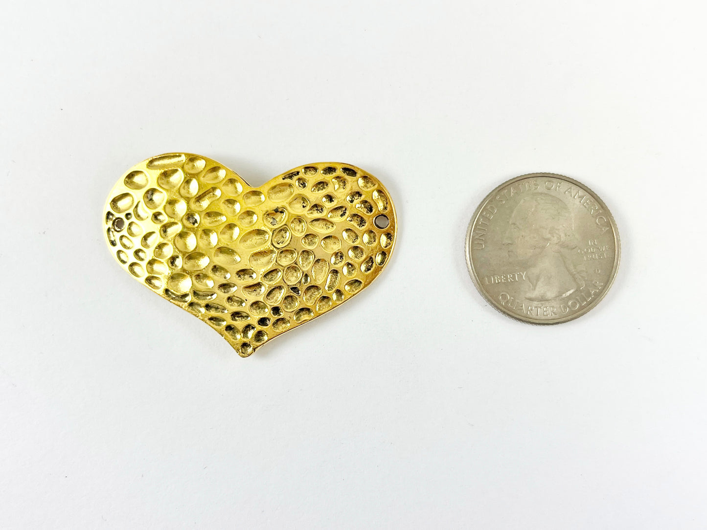 Pewter Heart Connectors Curved Hammered Valentine's Day Heart Pendants in Gold, Silver, Copper, Bronze and Patina Color