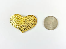 Load image into Gallery viewer, Pewter Heart Connectors Curved Hammered Valentine's Day Heart Pendants in Gold, Silver, Copper, Bronze and Patina Color