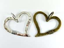Load image into Gallery viewer, Pewter Heart Pendants Valentine's Day Large Heart Charms in Gold, Rosy Gold, Silver and Bronze Color