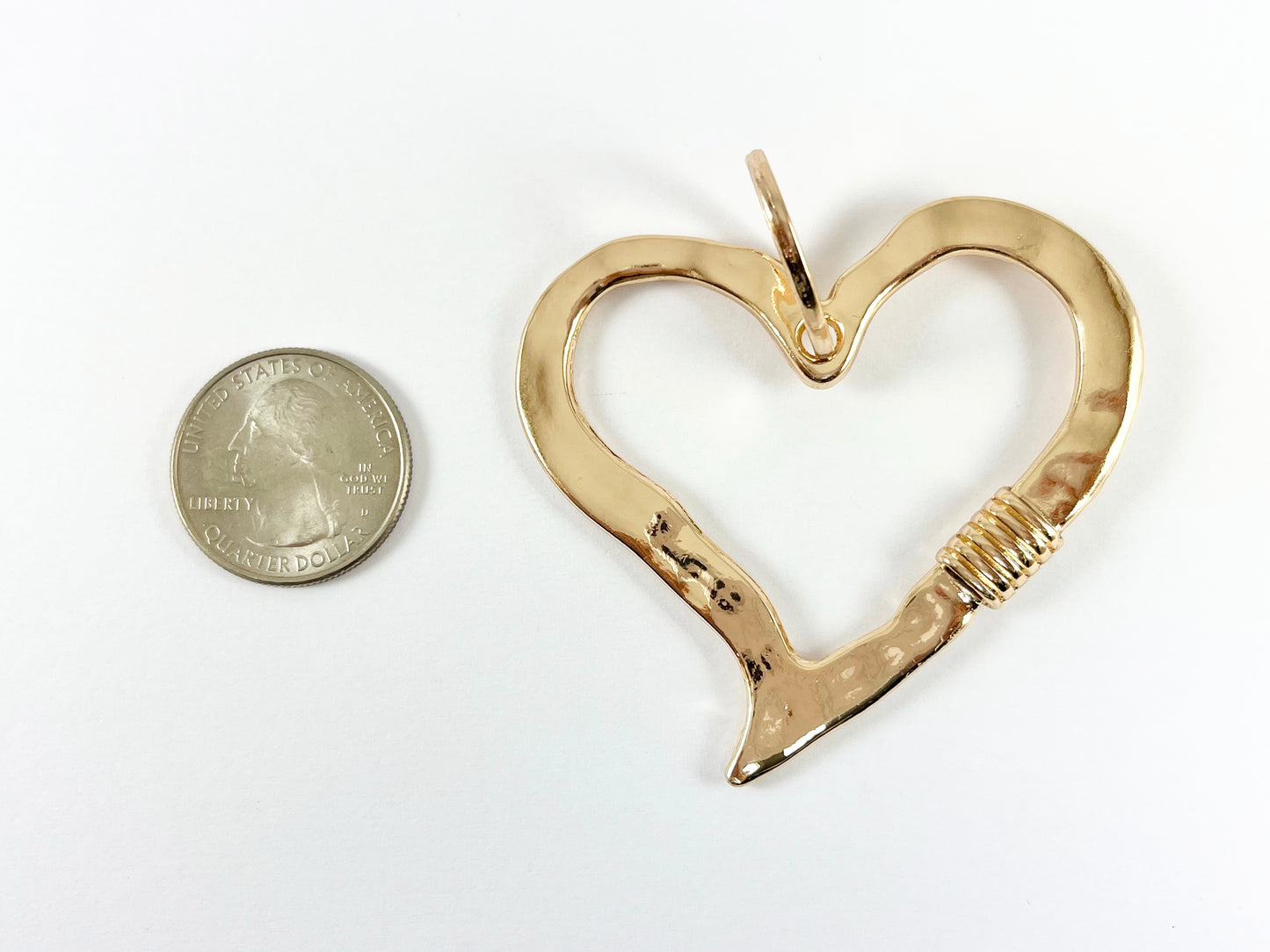 Pewter Heart Pendants Valentine's Day Large Heart Charms in Gold, Rosy Gold, Silver and Bronze Color