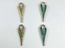 Load image into Gallery viewer, Pewter Long Heart Pendants Valentine's Day Big Heart Charms in Gold, Rosy Gold, Silver, Copper, Brass, Gunmetal and Patina