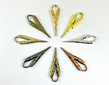 Load image into Gallery viewer, Pewter Long Heart Pendants Valentine's Day Big Heart Charms in Gold, Rosy Gold, Silver, Copper, Brass, Gunmetal and Patina