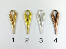 Load image into Gallery viewer, Pewter Long Heart Pendants Valentine's Day Big Heart Charms in Gold, Rosy Gold, Silver, Copper, Brass, Gunmetal and Patina