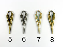 Load image into Gallery viewer, Pewter Long Heart Pendants Valentine's Day Big Heart Charms in Gold, Rosy Gold, Silver, Copper, Brass, Gunmetal and Patina