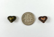 Load image into Gallery viewer, Pewter Heart Space Beads Double Sided Puffy Valentine's Day Heart Spacer Beads in Silver, Copper and Bronze Color