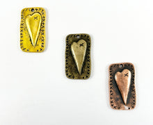 Load image into Gallery viewer, Pewter Heart Pendants Valentine's Day Antique Rustic Southwestern Heart Charms in Gold, Copper and Bronze Color