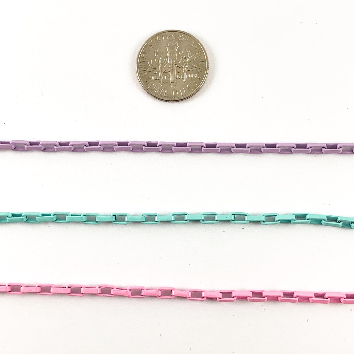 Enamel Plated Copper Rectangle Link Chain- 1 spool