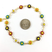 Load image into Gallery viewer, 18K Gold Plated Enamel Plated Copper Daisy Flower Chain- 1 spool