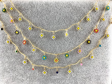 Load image into Gallery viewer, 18K Gold Plated Enamel Plated Copper Daisy Flower Dangle Chain- 1 spool