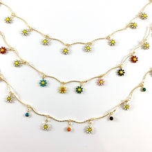 Load image into Gallery viewer, 18K Gold Plated Enamel Plated Copper Daisy Flower Dangle Chain- 1 spool