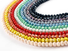 Load image into Gallery viewer, Faceted 36 Cut Shiny 8mm Dyed Jade Glass Pumpkin Shape Rondelle Crystal Strands (around 11")