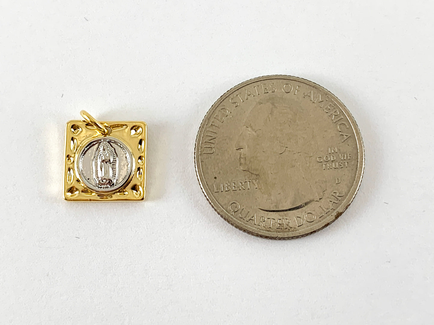 Real Gold 18K Plated Virgin Mary Charm Over Brass 5PCS