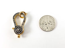 Cargar imagen en el visor de la galería, Broche de langosta grande de lujo con circonita cúbica chapada en oro real sobre latón, 3 piezas