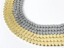 Load image into Gallery viewer, 18K Gold/Rhodium Plated Hematite Heart Shiny Beads Around 15"