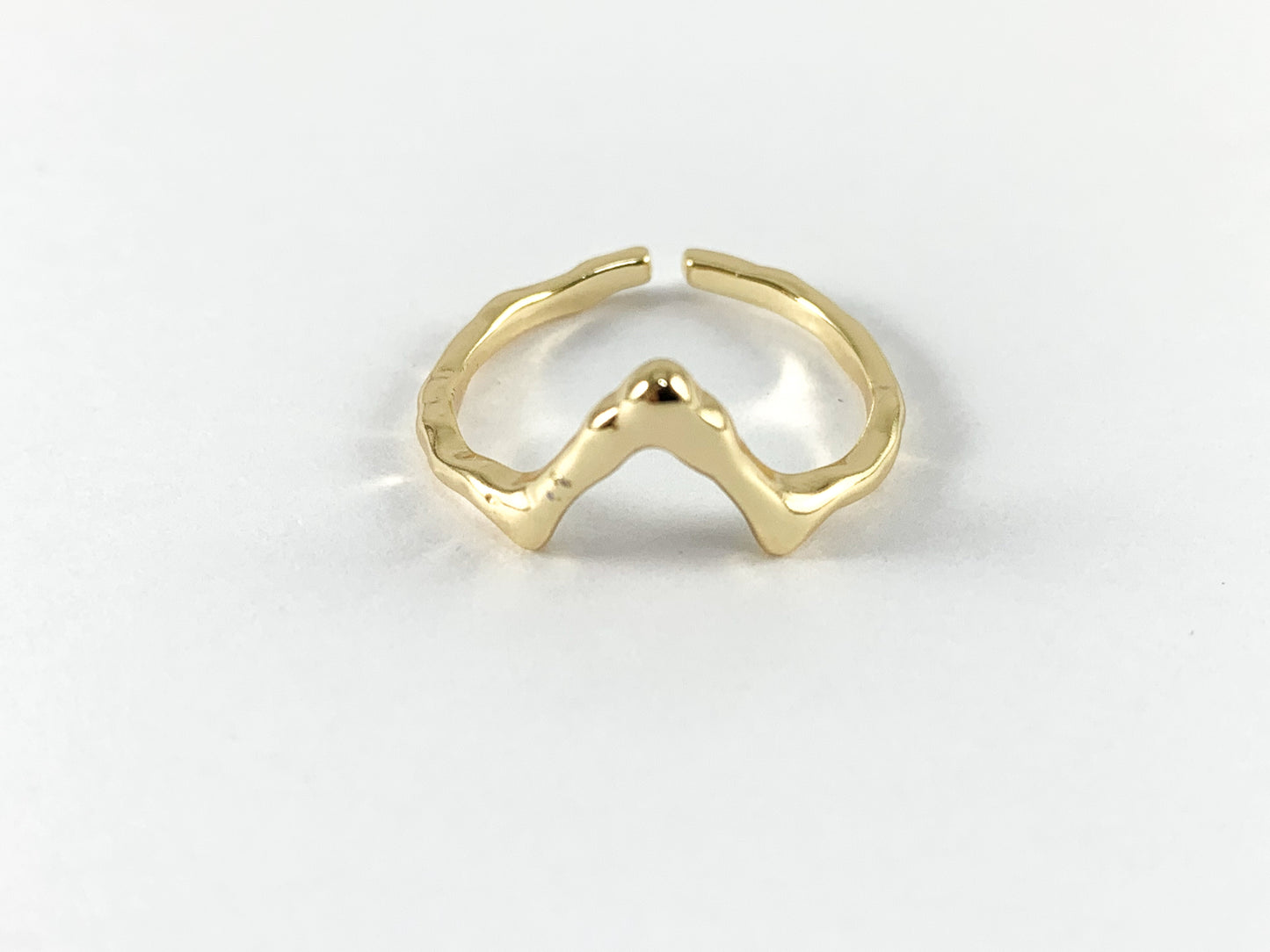 18K Gold Plated Copper Plain V Shape Pointy Dainty Adjustable Ring 6PCS