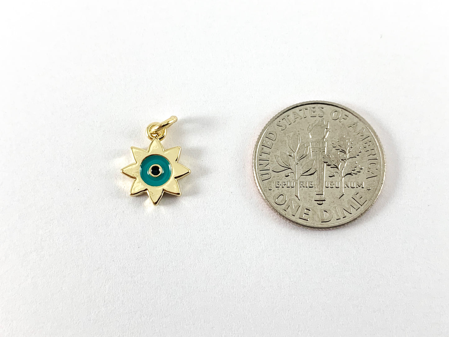 Real 18K Gold Plated Enamel Evil Eye Star Charms 10PCS