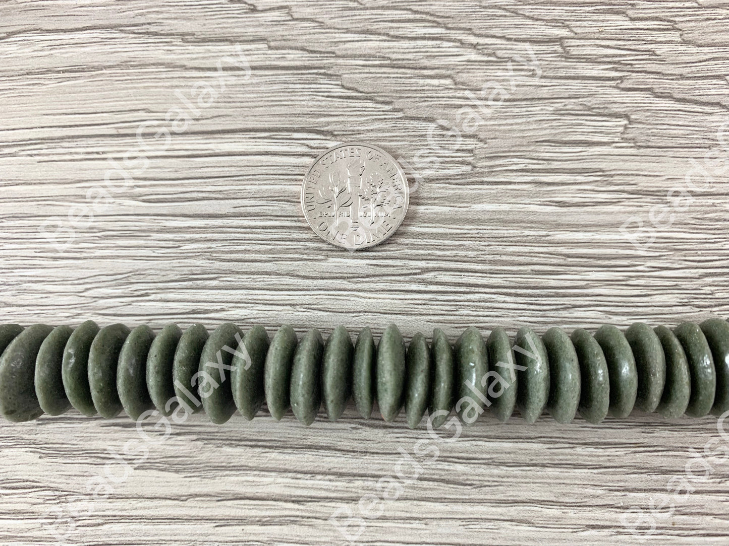 Handmade Dark Green Sea Glass Power Saucer Rondelle Beads From Ghana Africa