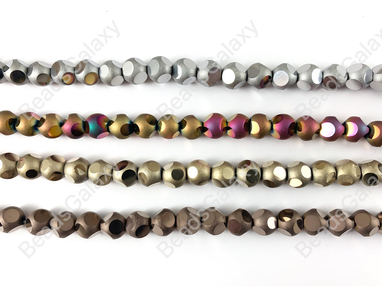 Disco Polka Dot Glass Beads - Faceted Round Colorful Glass Around 15 inch Strands