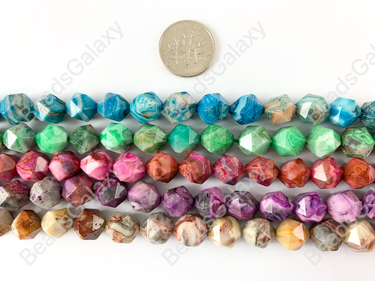 Handcut Dyed Crazy Lace Agate Gemstones Starcut Faceted Natural Gemstone Beads Around 15"