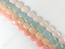 Load image into Gallery viewer, 15x20mm Dyed Pastel Jade Oval Faceted Flat Natural Stone Beads Around 15"