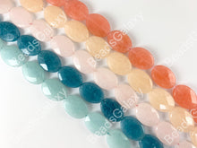 Load image into Gallery viewer, 18x25mm Dyed Pastel Jade Oval Faceted Flat Natural Stone Beads Around 15"