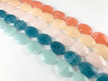 Load image into Gallery viewer, 18x25mm Dyed Pastel Jade Oval Faceted Flat Natural Stone Beads Around 15"