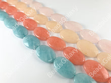 Load image into Gallery viewer, 20x30mm Dyed Pastel Jade Oval Faceted Flat Natural Stone Beads Around 15"