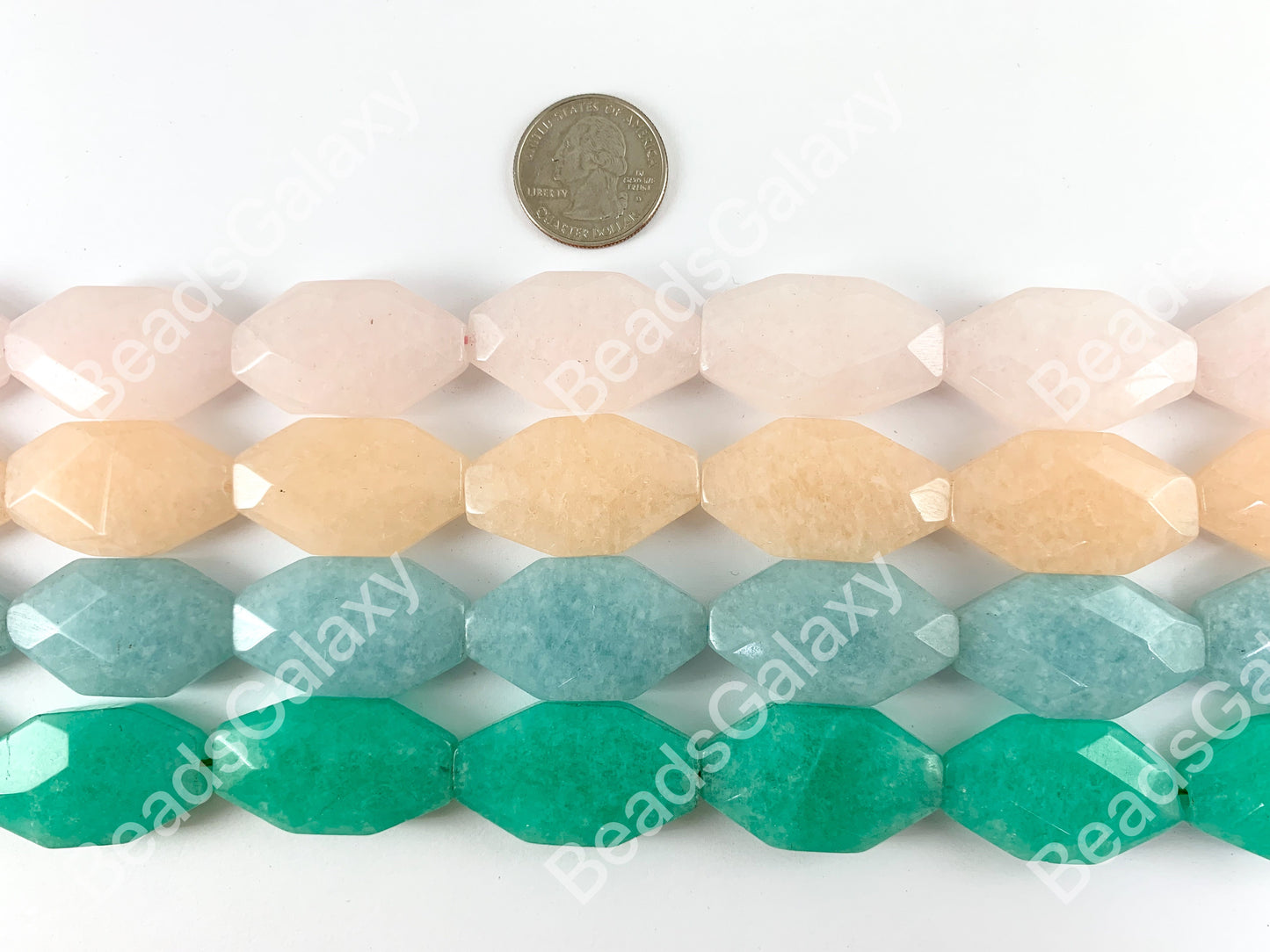 Dyed Pastel Jade Octagon Faceted Flat Natural Stone Beads Around 15"
