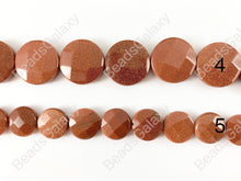 Load image into Gallery viewer, Reddish-Brown Glittering Goldstone Teardrop/ Rectangle/ Oval/ Coin Shape Flat Beads Around 15"