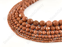 Load image into Gallery viewer, Reddish-Brown Glittering Goldstone faceted Round Beads Around 15"