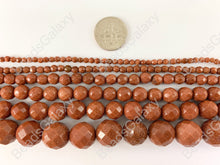 Load image into Gallery viewer, Reddish-Brown Glittering Goldstone faceted Round Beads Around 15"