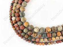 Load image into Gallery viewer, Matte Picasso Jasper/Red Creek Jasper Round Smooth Natural Gemstone Beads 14"- 15"