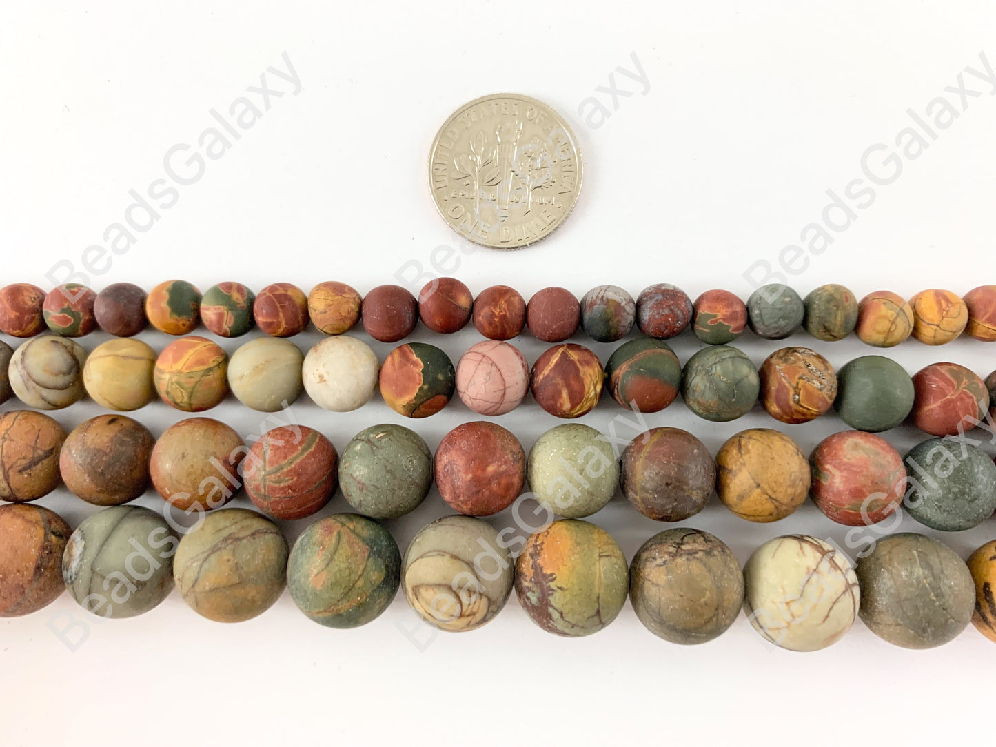 Matte Picasso Jasper/Red Creek Jasper Round Smooth Natural Gemstone Beads 14"- 15"