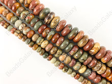 Load image into Gallery viewer, Picasso Jasper/Red Creek Jasper Rondelle Smooth Natural Gemstone Beads 14"- 15"