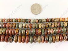 Load image into Gallery viewer, Picasso Jasper/Red Creek Jasper Rondelle Smooth Natural Gemstone Beads 14"- 15"