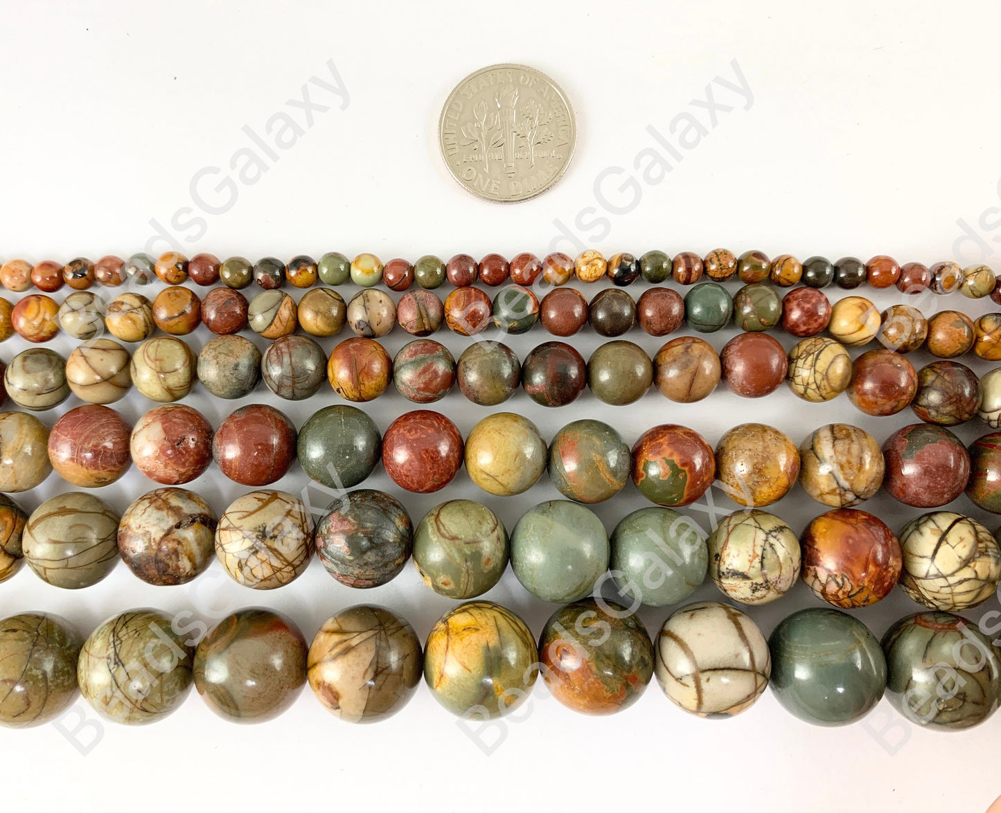 Picasso Jasper/Red Creek Jasper Redondo Suave Brillante Natural Piedras Preciosas Abalorios 14"- 15"