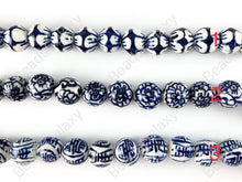 Cargar imagen en el visor de la galería, 12mm pintado a mano China porcelana cerámica azul blanco Cloisonne Vintage cuentas redondas antiguas