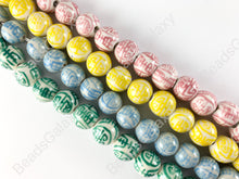 Cargar imagen en el visor de la galería, 12mm pintado a mano China porcelana cerámica rosa azul amarillo verde Cloisonne Vintage cuentas redondas antiguas