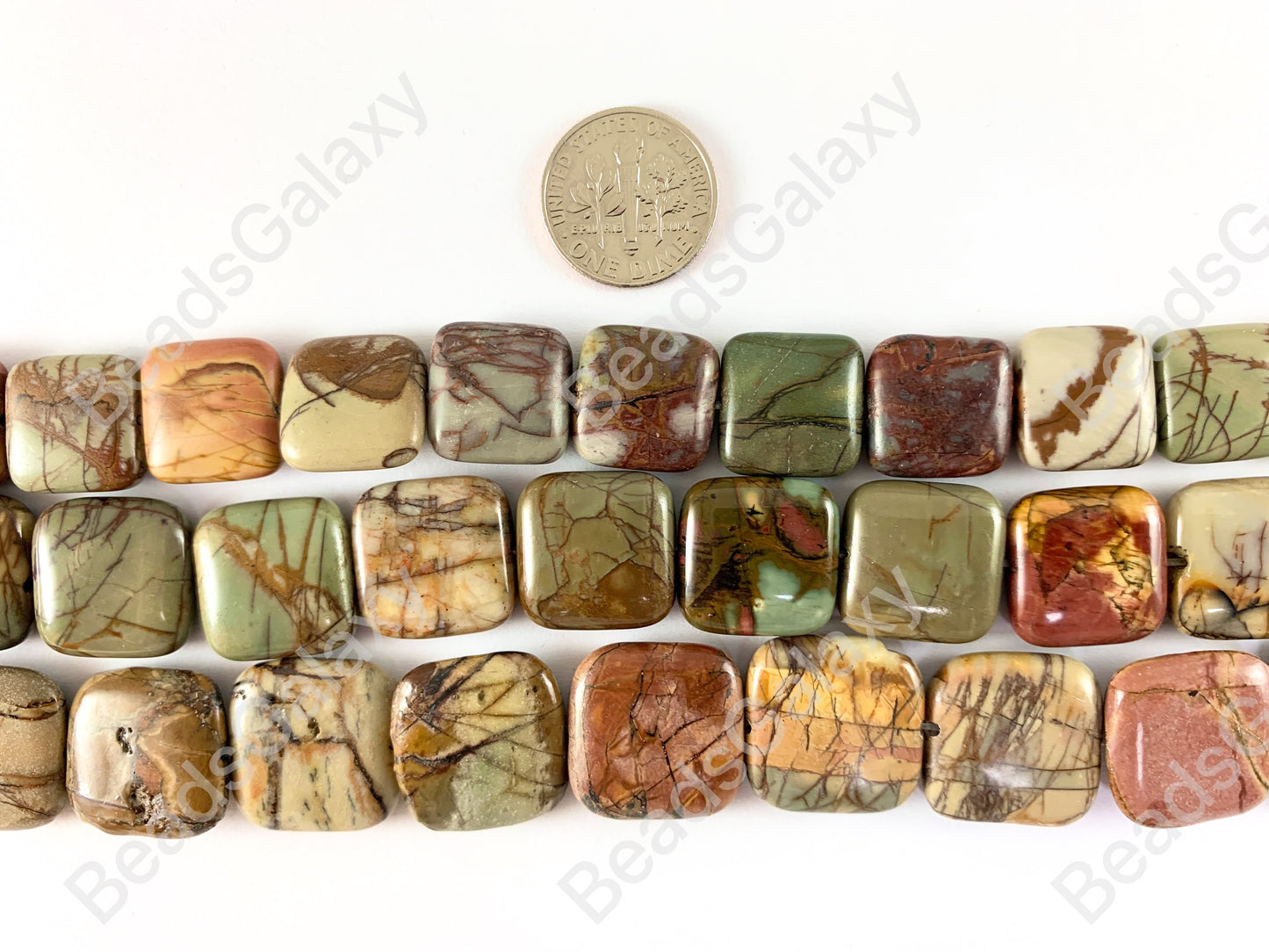 Picasso Jasper/Red Creek Jasper Square Smooth Flat Natural Stone Beads Piedra preciosa de color de otoño perfecto alrededor de 14"- 15"