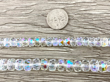 Load image into Gallery viewer, High Quality Crystal Wheel Shape Faceted Super Shiny Clear AB Rondel Crystal Beads Strand Available in 2 Sizes