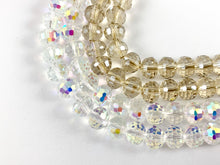 Load image into Gallery viewer, 6x7.5mm High Quality Crystal Puffy Rondelle Faceted Super Shiny Rondel Crystal Beads Strand Available in Clear AB & Champagne Color