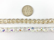 Load image into Gallery viewer, 6x7.5mm High Quality Crystal Puffy Rondelle Faceted Super Shiny Rondel Crystal Beads Strand Available in Clear AB & Champagne Color