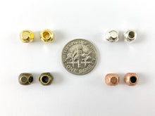 Load image into Gallery viewer, 5x7mm Pewter Faceted Round Spacer Beads Large Hole Nugget Space Beads for Jewelry Making Antique Gold, Silver, Bronze, Copper